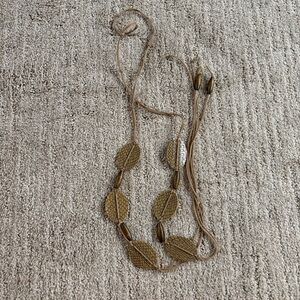 Tan Beaded Cord Rope Belt - 59”